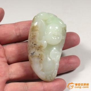 和田玉青海料青白挂件萌兽貔貅