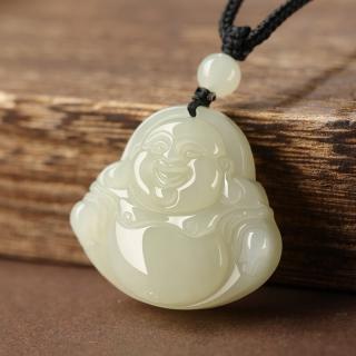 品饰匠和田玉弥勒佛吊坠 黑绳项链女中国风笑佛挂件 dz101佛头吊坠+黑