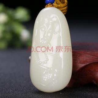 玉雕名家钱程程作品 和田玉白玉挂件 观音 48.6944克 玉上铭品